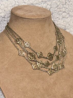 Dana Buchman Vintage Silver Tone Layered Modernist Statement Necklace